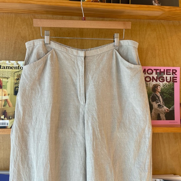 Eileen Fisher Beige Wide Leg Cropped Pants size L - Picture 3 of 10